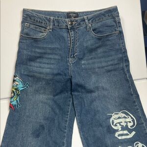 Ed Hardy Denim Jeans with Graphic Accents